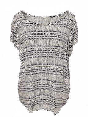 Ann Carson White and Black Asymmetrical Short Sleeve Tunic XL